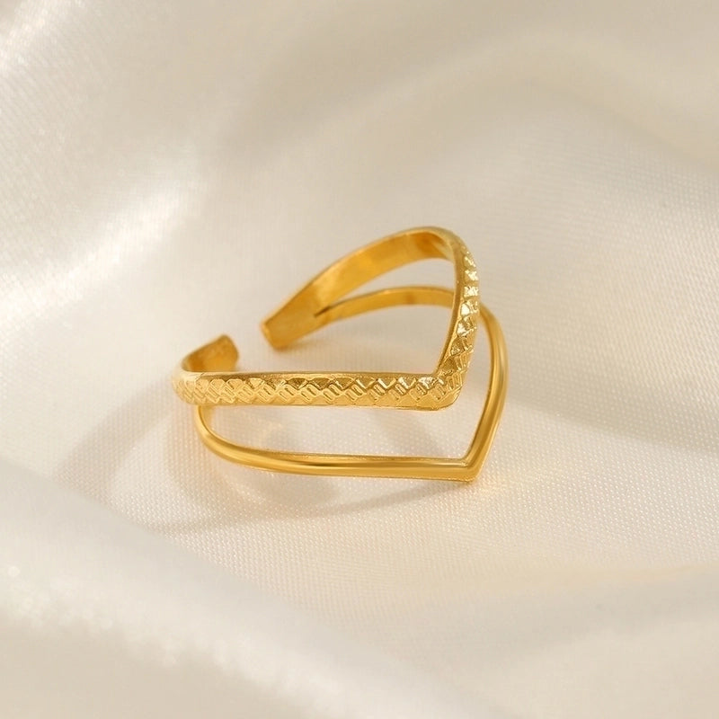 Basic Letter 304 Stainless Steel 18K Gold Plated Plating Open Rings