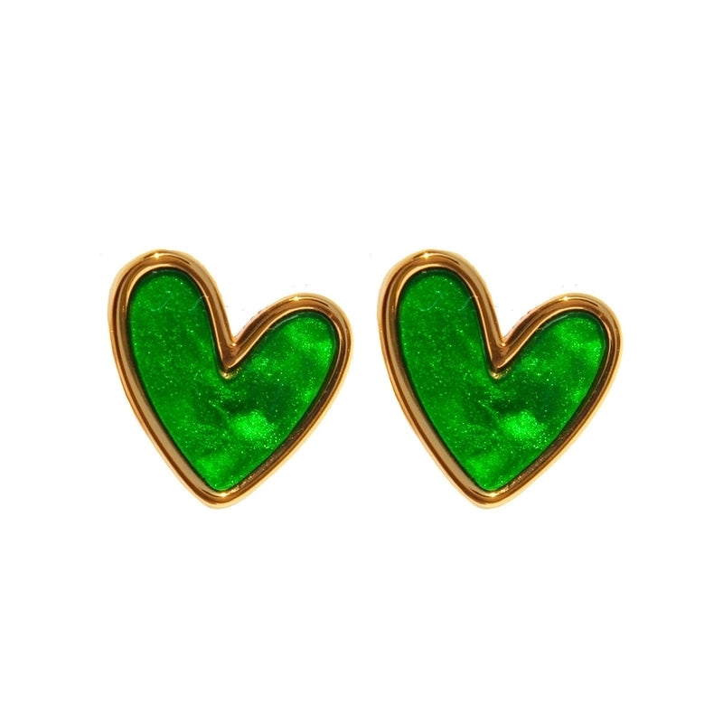 Vintage Style Commute Korean Style Heart Shape Brass 24K Gold Plated Ear Studs