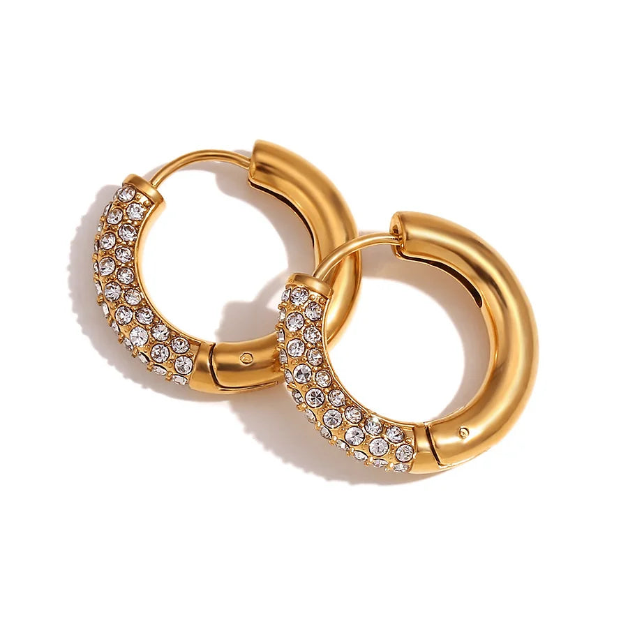 Fashion Circle Geometric Stainless Steel 18k Gold Plated Earrings