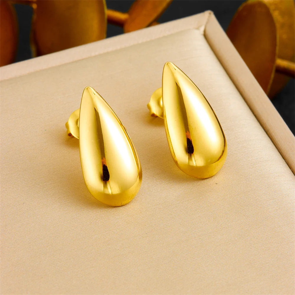 Fashion Ig Gold-plated Heart Tassel Circle Water Drop Accessories Niche Stainless Steel Earrings