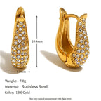 Fashionable And Unique Hot-selling Niche Earrings 316l Stainless Steel 18k Gold Plated U-shaped Full Diamond Small Ear Cuff