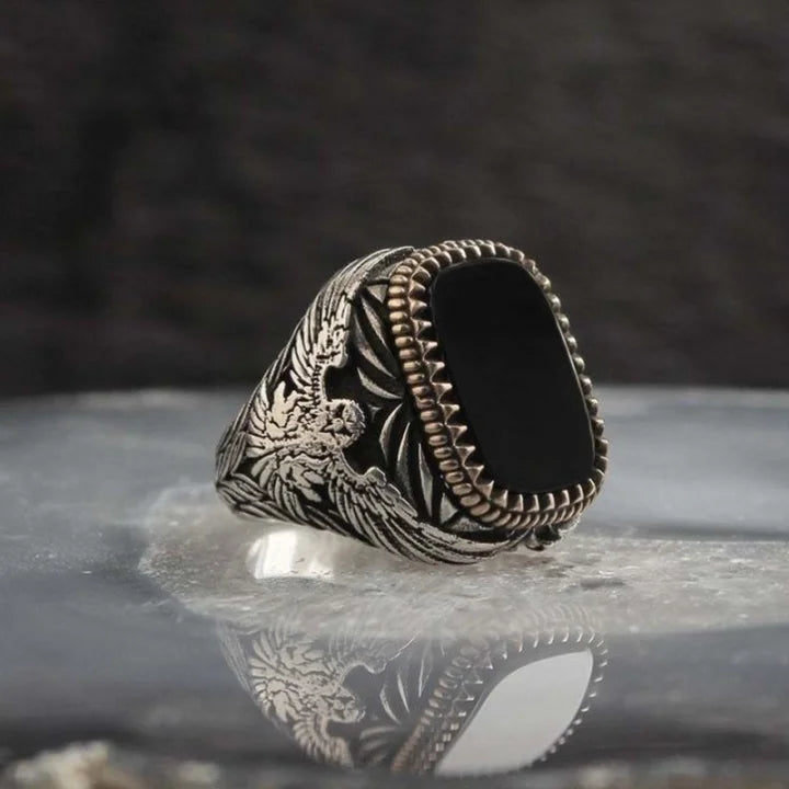 Retro Round Zinc Alloy Plating Inlay Natural Stone Men's Rings