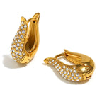 Fashionable And Unique Hot-selling Niche Earrings 316l Stainless Steel 18k Gold Plated U-shaped Full Diamond Small Ear Cuff