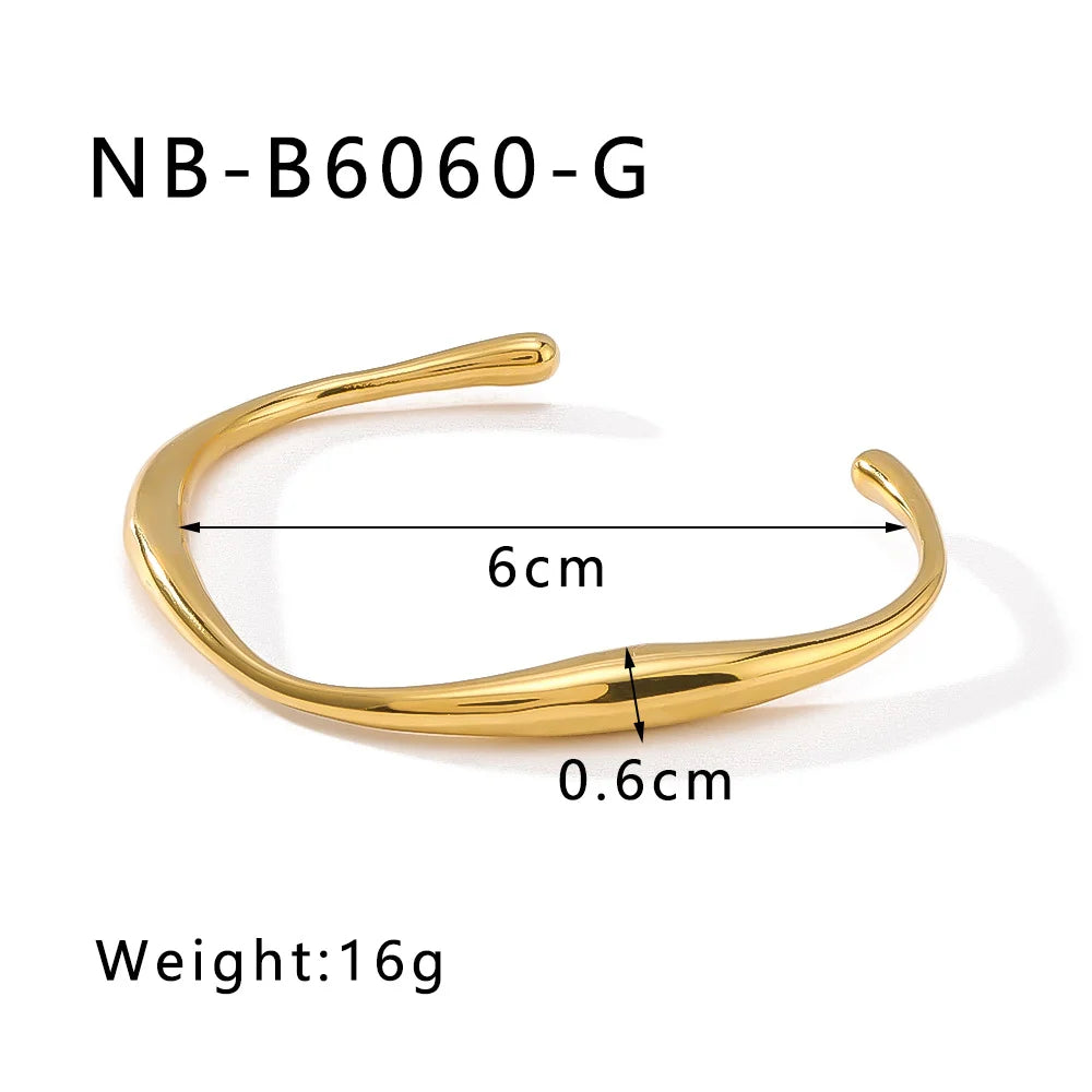 Ig Style Round C-shape Circle Stripe Ellipse Stainless Steel Electroplating Bangles