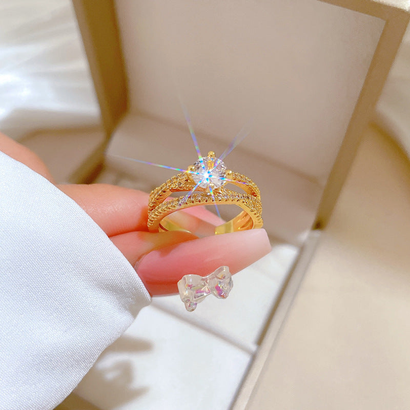 Women Cartoon Crown Brass Rings