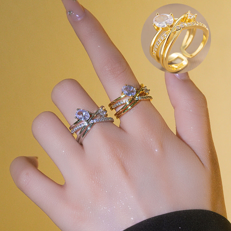 Moderate Luxury Round Geometric Copper 18K Gold Plated Rings