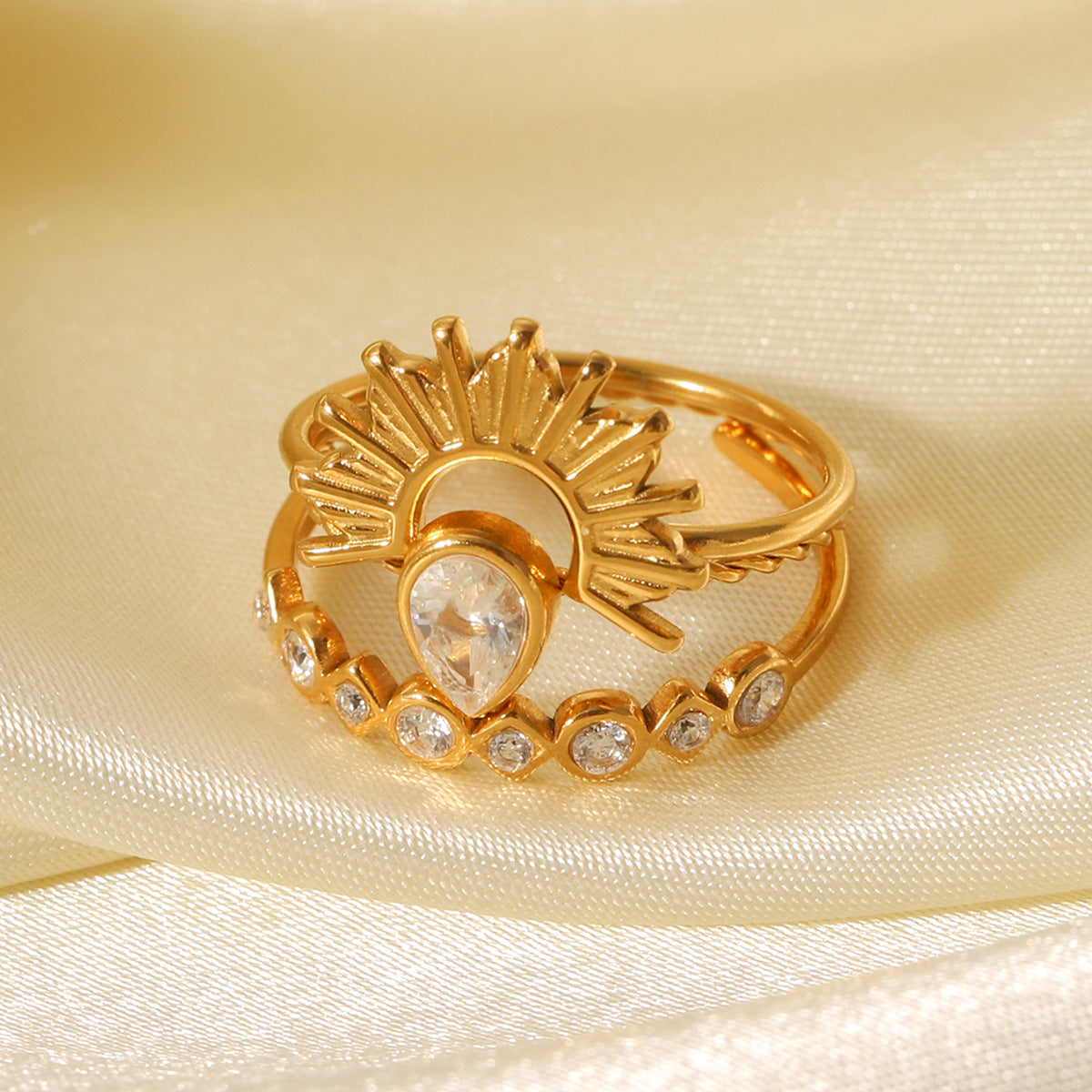 Stainless Steel Diamond Ring Stacking Ring Titanium Steel Hand Jewelry For Women