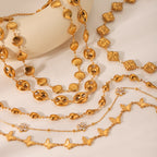 18k Gold Stainless Steel Necklace Water Drop Shell Butterfly Chain Titanium Steel Choker Ig Style Collarbone Chain