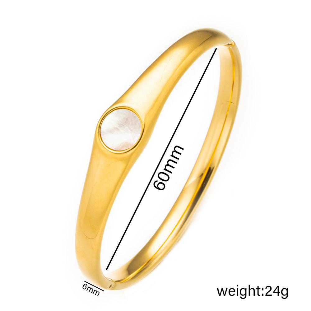 Ellipse Stainless Steel 18k Gold Plated Bangle
